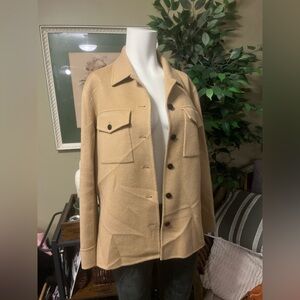 Theory Cashmere Tan Button-Up Shacket